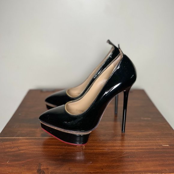 Charlotte Olympia x Agent Provocateur Black Soirée Zipper High Heel Pumps Womens - Picture 4 of 6